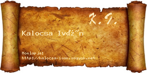 Kalocsa Iván névjegykártya